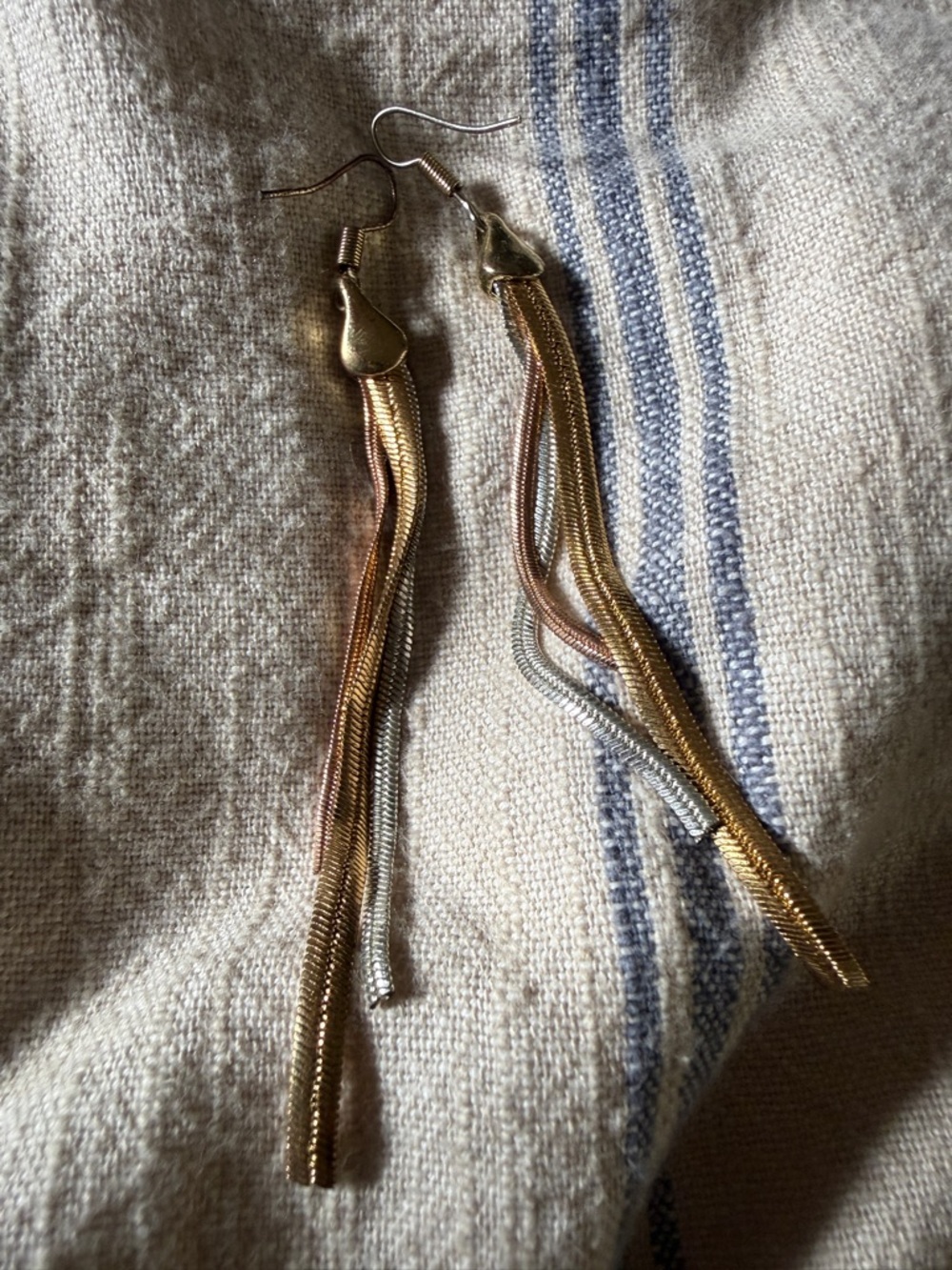 Neiman Marcus Tri-Tone Dangle Chain dangle Earrings - Gold Pink Silver